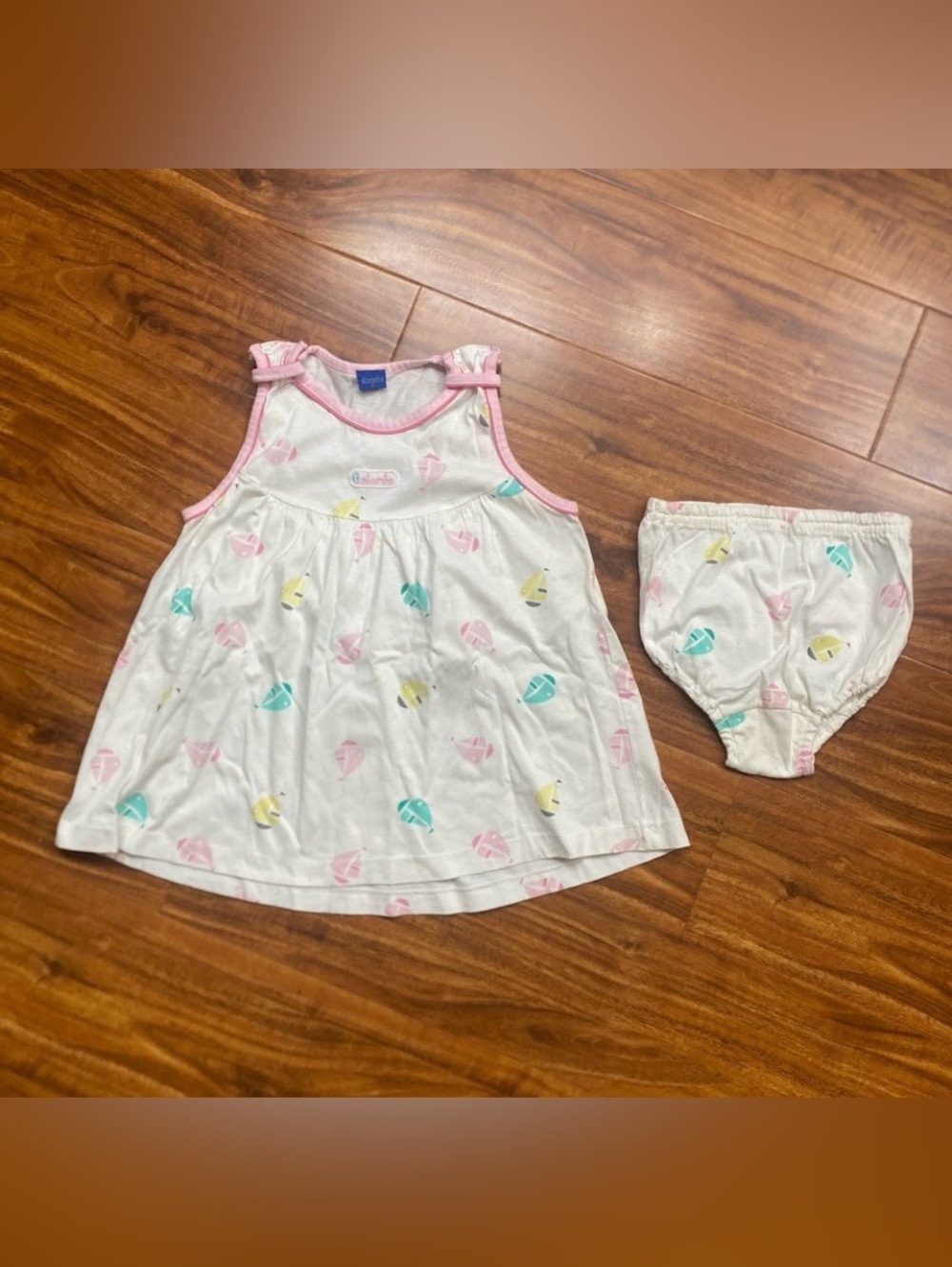 Vintage Absorba Girls White Pink Sleeveless Tunic + Diaper Cover Size 3T Casual